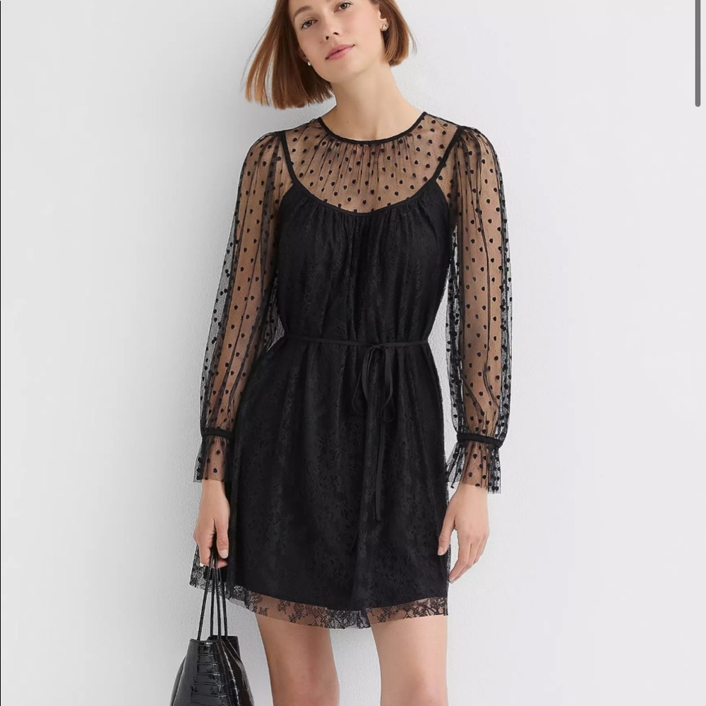 Loft lace trim mini dress